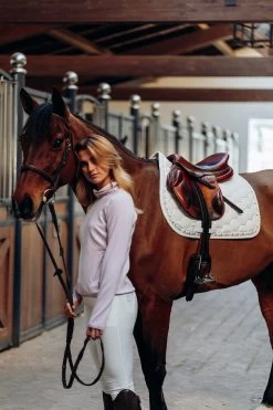 Horze Kaitlin All Purpose Saddle Pad With Flower Piping -Sports - Horse Equipment Shop 17403 WH 3